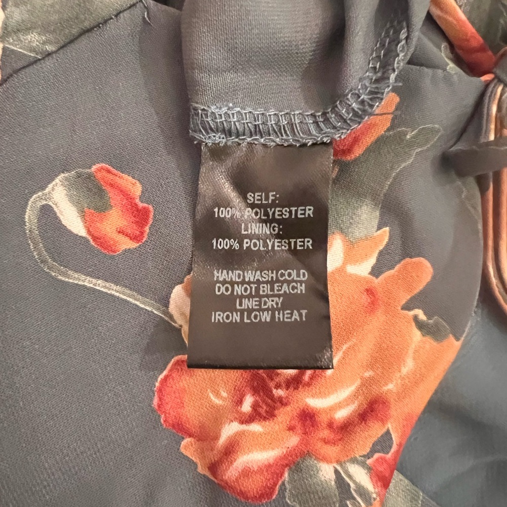 Lulu's Floral Midi Dress in Gray and Orange - Picture 7 of 7
